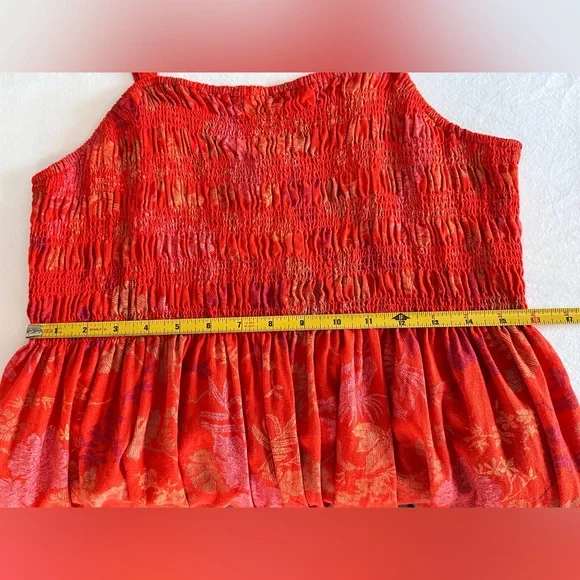 Universal Threads Linen Rayon Mix Orange Smocked Sundress Size L - Picture 10 of 10